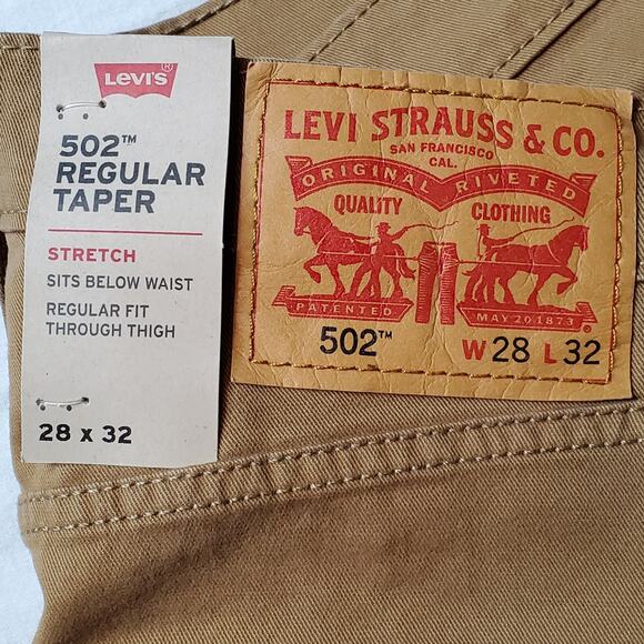 Levi's Men's Size 28X32 NWT 502 Regular Taper Jeans Low Rise Tan - Picture 7 of 9